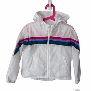 NWT Hudson + Hobbs White Striped Windbreaker Jacket Made In Canada Kids Size XS